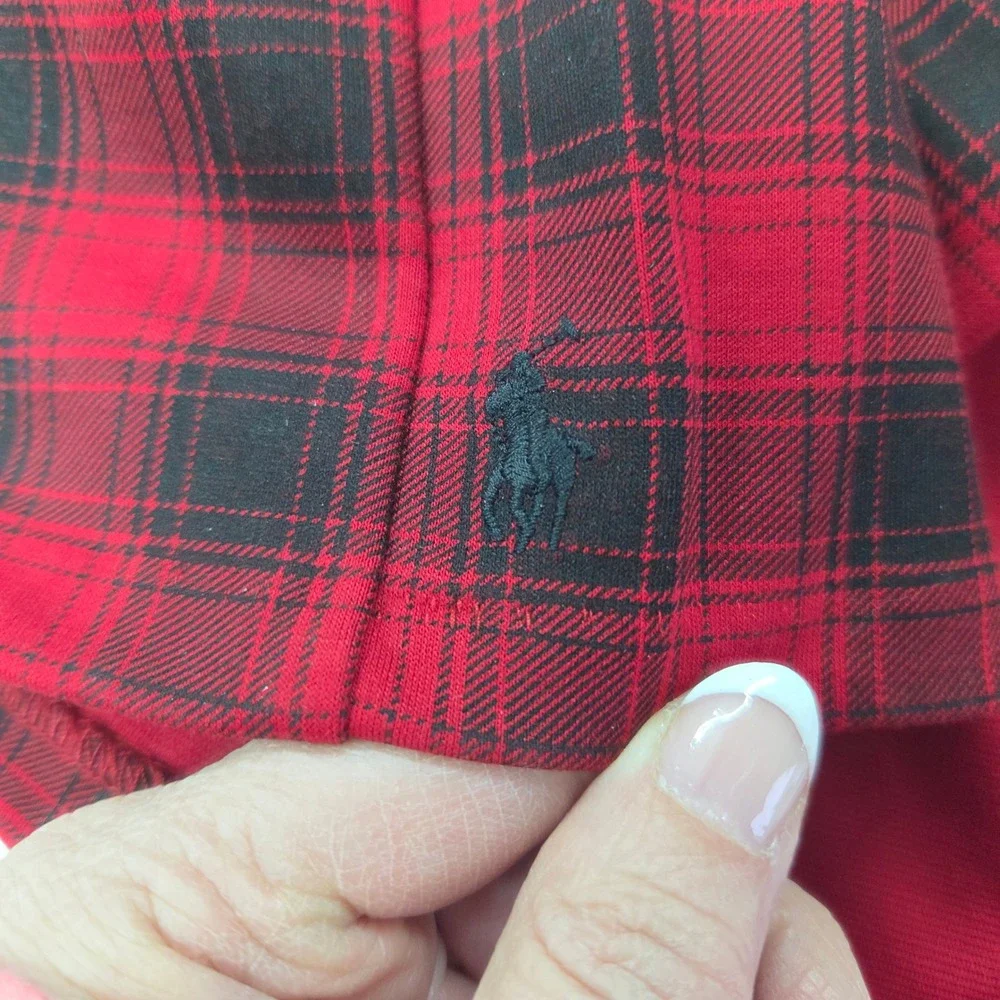 Ralph Lauren Baby Girls 9M Red Black Plaid Tartan‎ Dress Velvet Collar Holiday